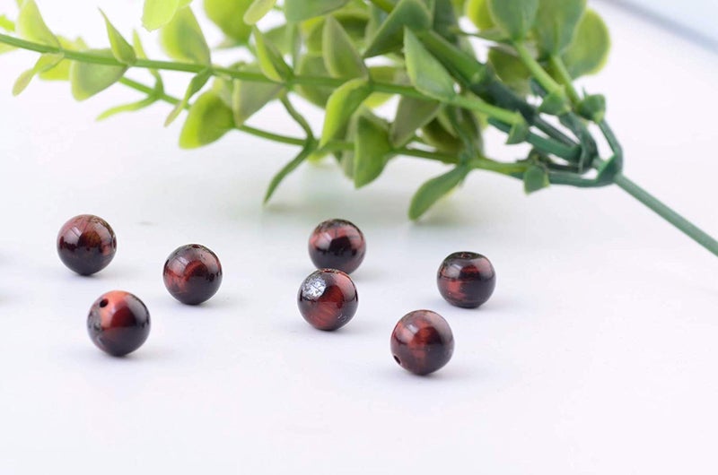 Cmidy Natural Stone Beads 100pcs 10mm Red Tiger Eye Round Genuine Real Stone Beading Loose Gemstone Hole Size 1mm DIY Charm Smooth Beads for Bracelet Necklace Earrings Jewelry Making (Red Tiger Eye,10mm) - Image 5